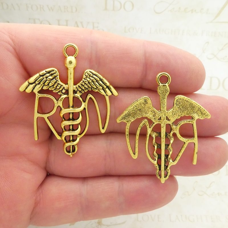RN Caduceus Charm Gold