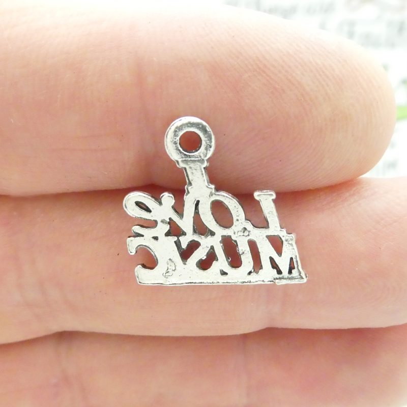 BULK 25 Silver I Love Music Charm Pendant 18x19mm by TIJC SP1355B - Image 2