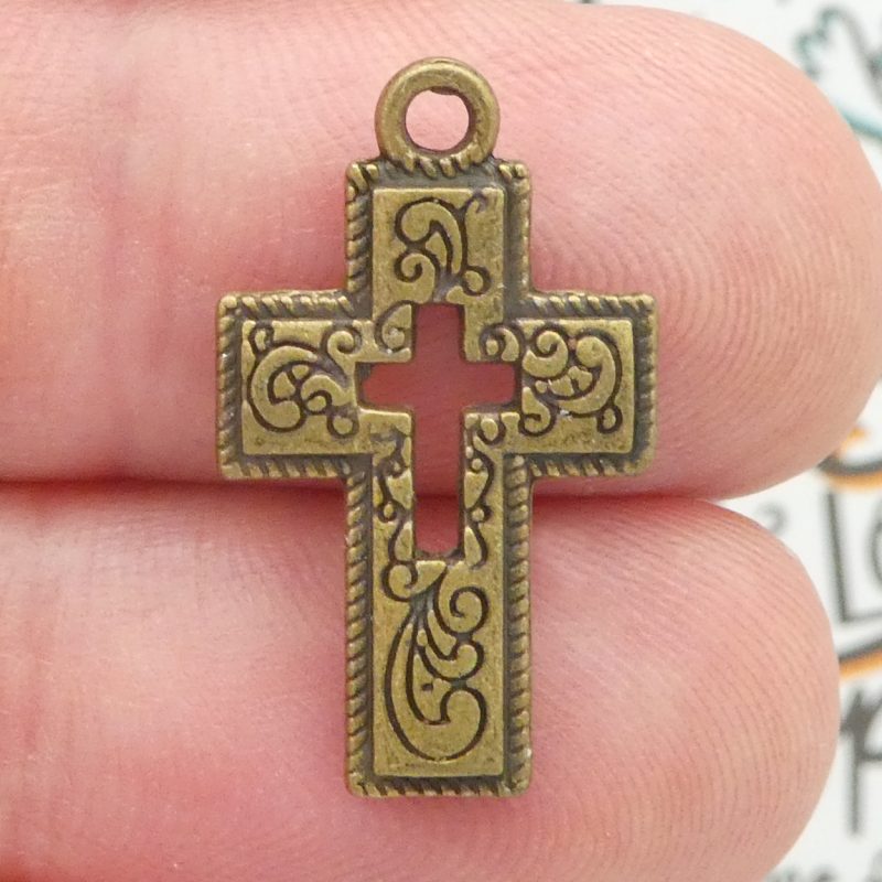 bronze cross charm