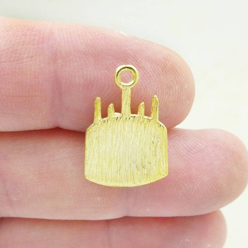10 Gold Cake Happy Birthday Charm Pendant by TIJC SP1376 - Image 3