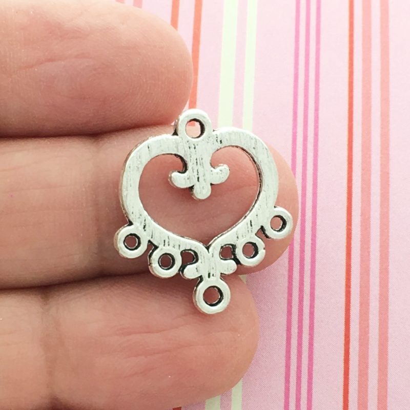 10 Open Heart Charm Silver by TIJC SP1396 - Image 2
