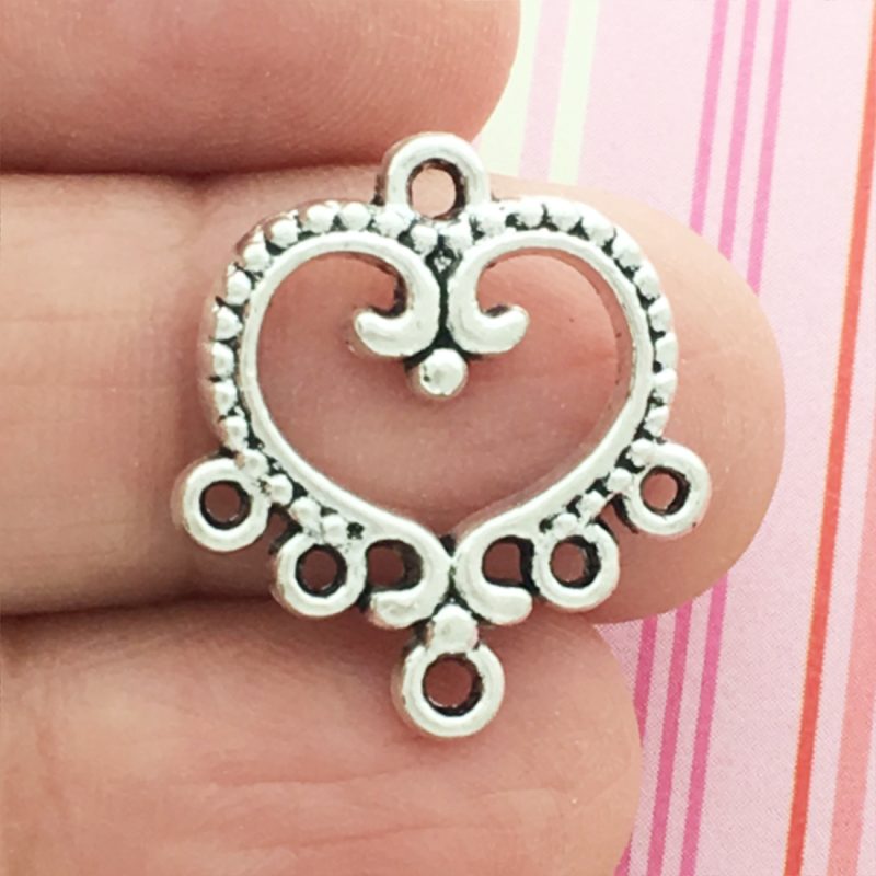 silver open heart charm