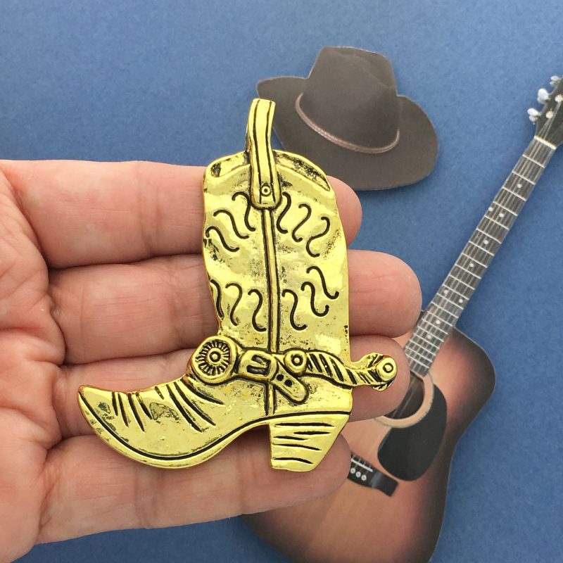 1 Cowboy Boot Charm Pendant Gold by TIJC SP1457