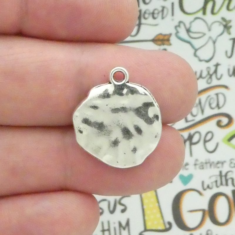 BULK 20 Hammered Silver Cross Charm by TIJC SP1460B - Image 4
