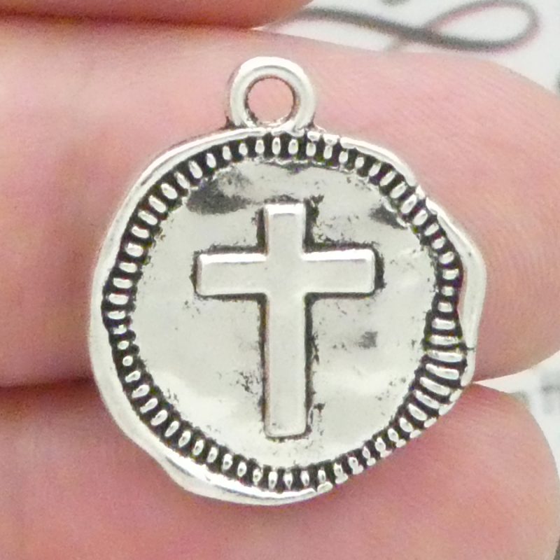 Hammered Cross Charm