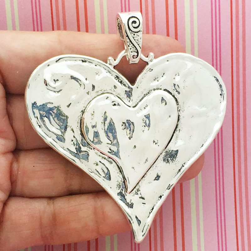 hammered heart pendants wholesale