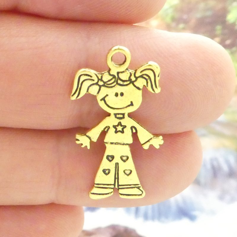 10 Little Girl Charm Gold by TIJC SP1486
