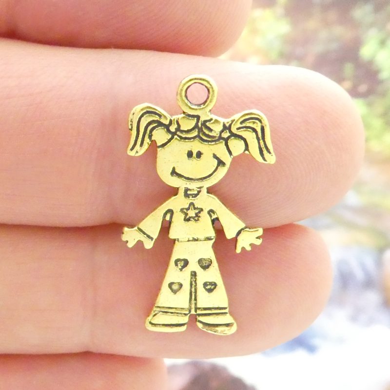 10 Little Girl Charm Gold by TIJC SP1486 - Image 3