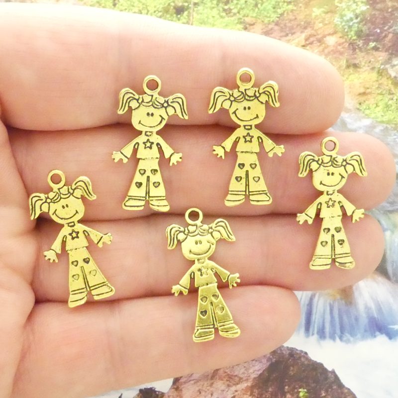 10 Little Girl Charm Gold by TIJC SP1486 - Image 5