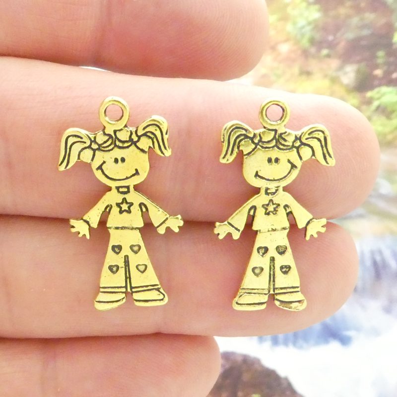 10 Little Girl Charm Gold by TIJC SP1486 - Image 4
