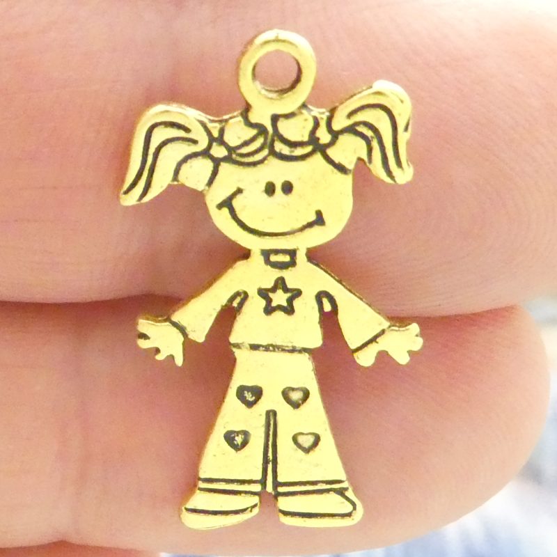 10 Little Girl Charm Gold by TIJC SP1486 - Image 2