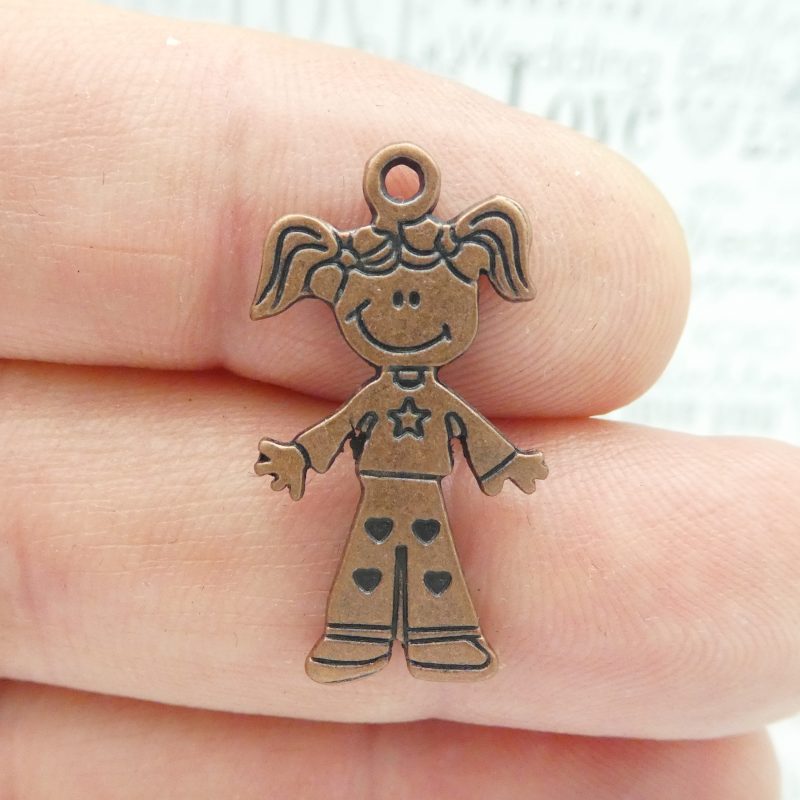 10 Little Girl Charm Pendant Copper by TIJC SP1493