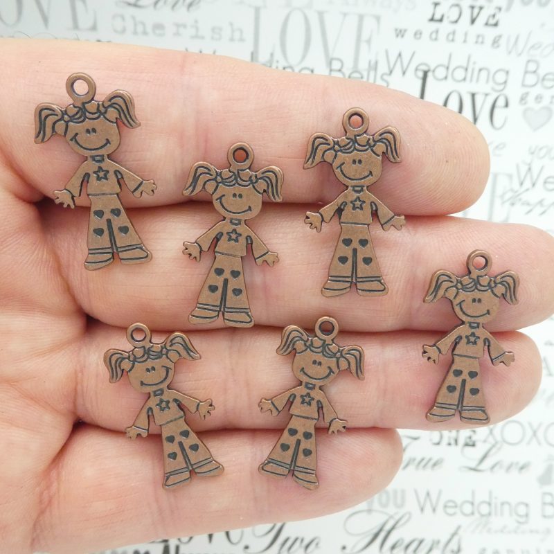 10 Little Girl Charm Pendant Copper by TIJC SP1493 - Image 3