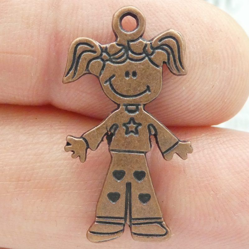10 Little Girl Charm Pendant Copper by TIJC SP1493 - Image 2