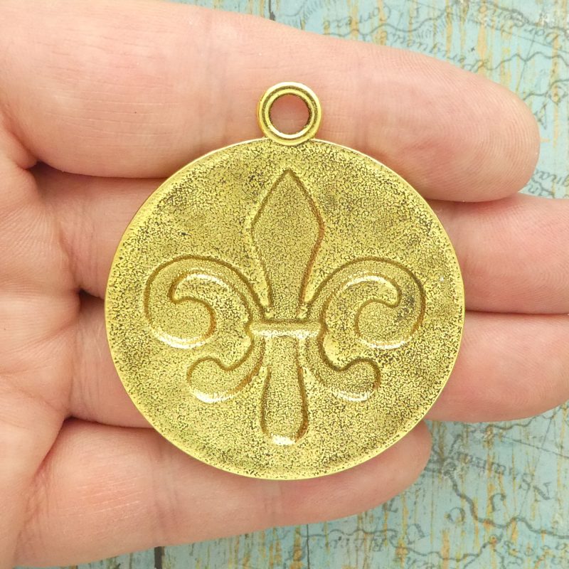 1 Fleur de Lis Charm Pendant Gold by TIJC SP1507 - Image 3