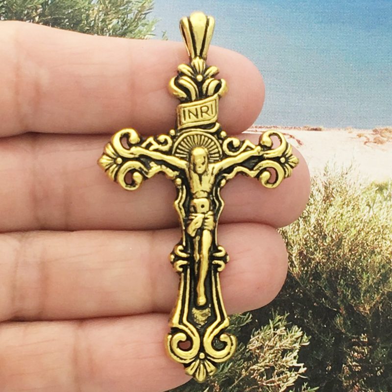 gold crucifix pendants for jewelry making