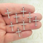 BULK 40 Simple Silver Cross Charm Pendant 20x11mm by TIJC SP1544B