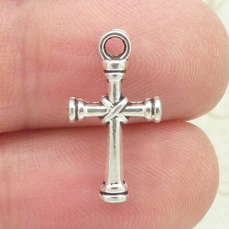10 Simple Silver Cross Charm Pendant 20x11mm by TIJC SP1544 - Image 3