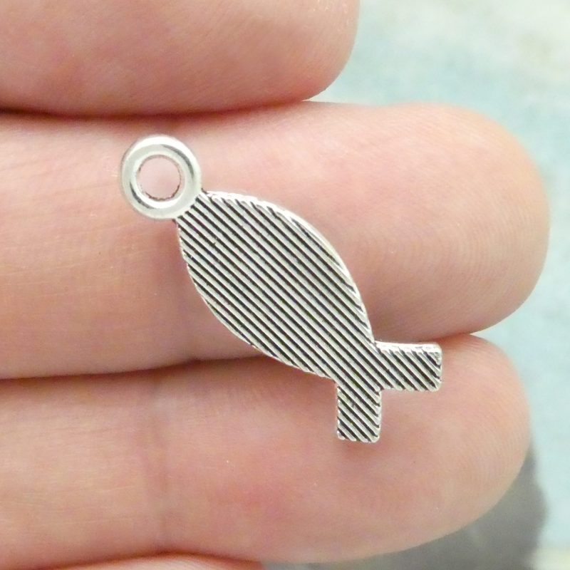 BULK 40 Ichthus Symbol Catholic Silver Faith Charm Pendant 25x9mm by TIJC SP1546B - Image 4