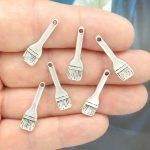 Bulk 40 Paint Brush Charm Silver 25x7mm By TIJC SP1615B