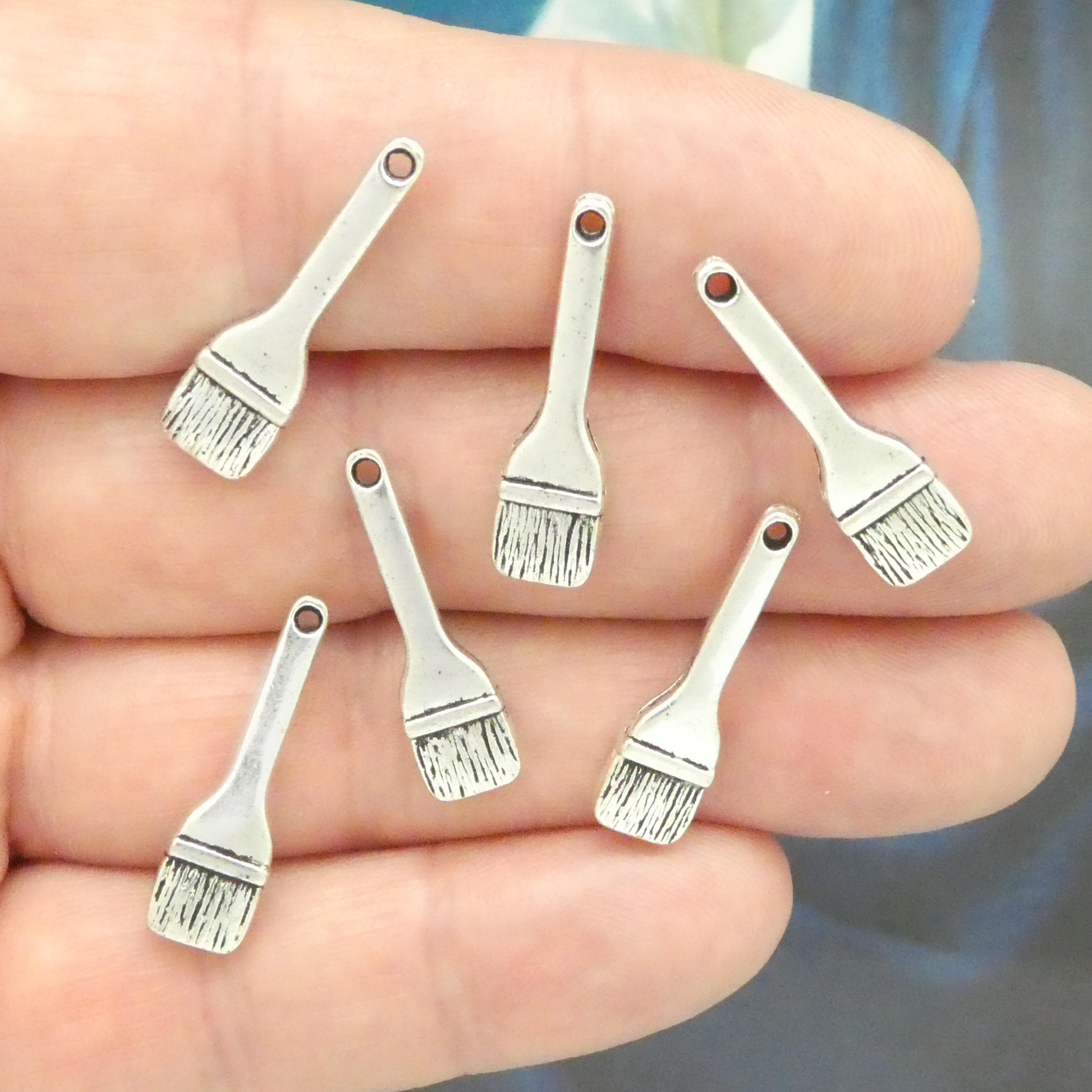 Bulk 40 Paint Brush Charm Silver 25x7mm By TIJC SP1615B
