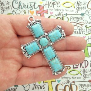 large turquoise cross pendants for jewelry making