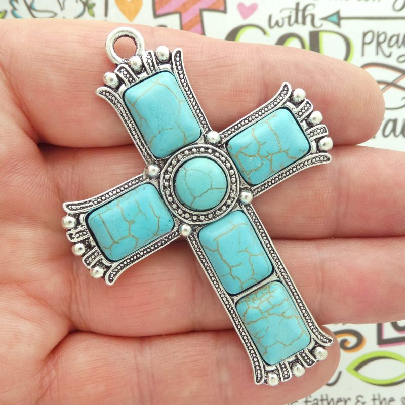 large turquoise cross pendants