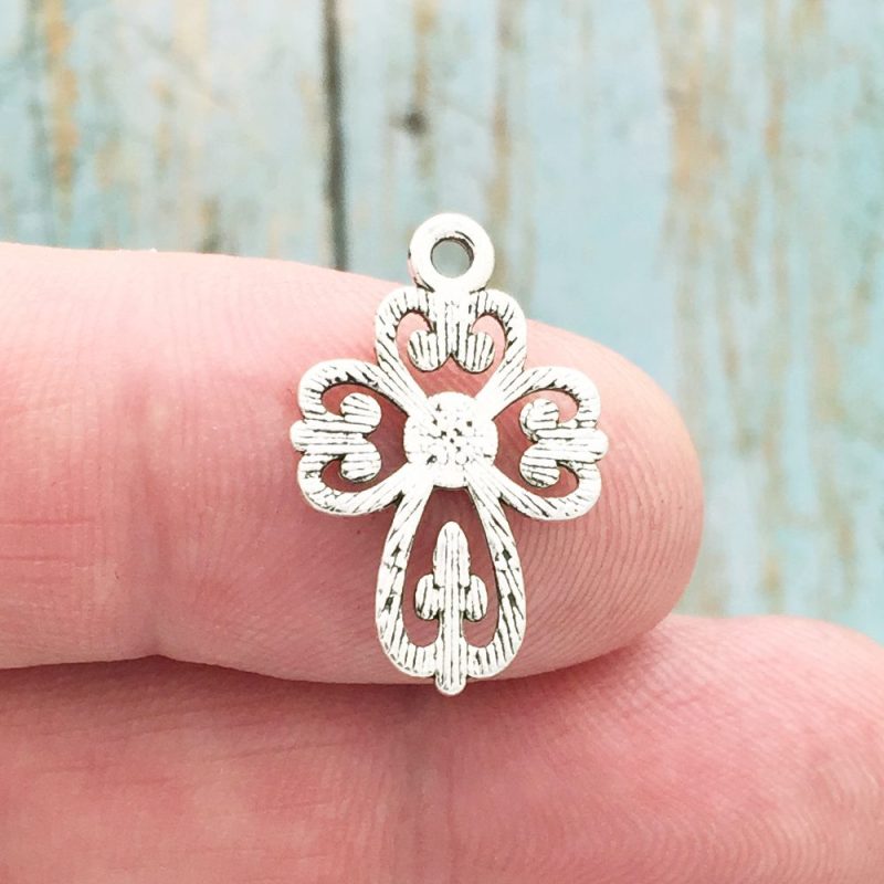 10 Silver Cross Charm Pendant by TIJC SP1647 - Image 2