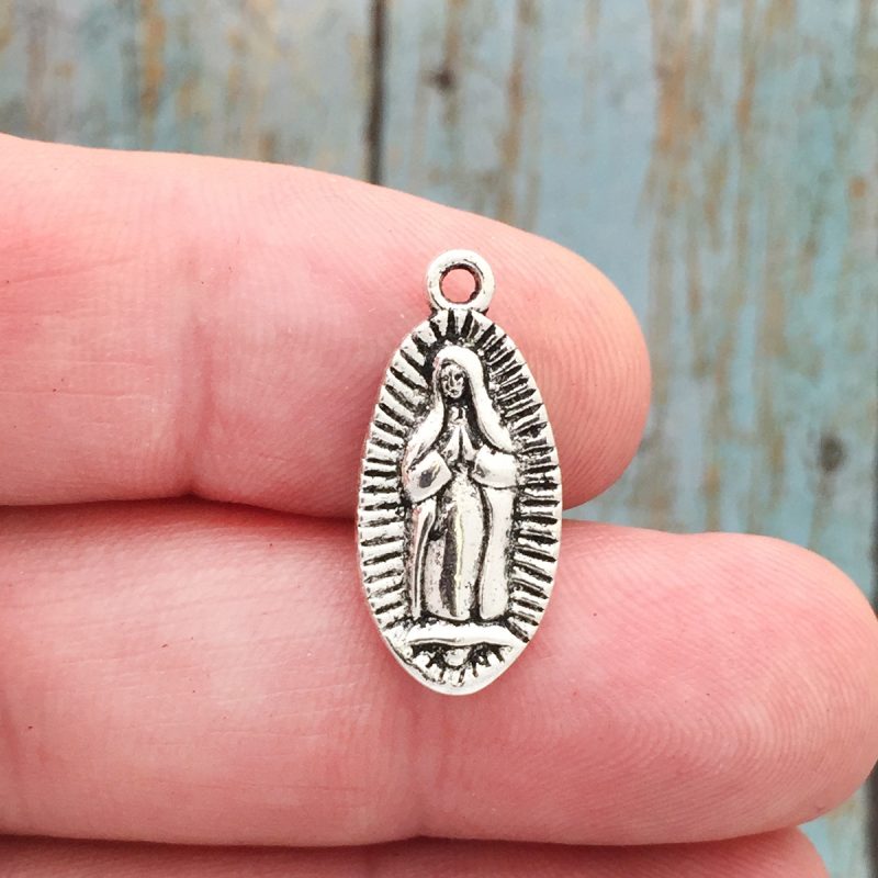 BULK 40 Our Lady of Guadalupe Medal Oval Silver by TIJC SP1716B
