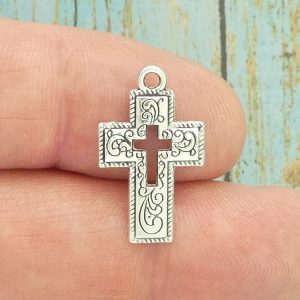 silver cross charm