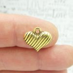 Gold Puffy Heart Charm