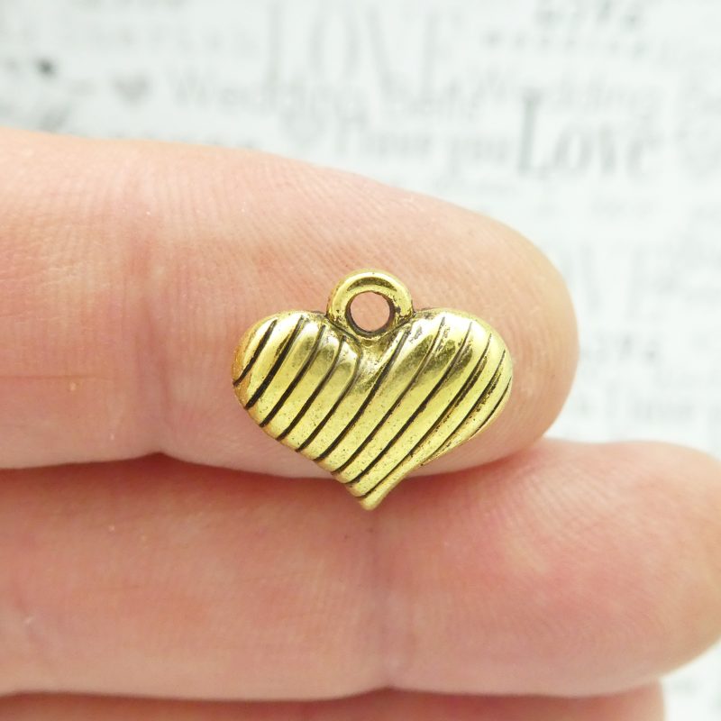 Gold Puffy Heart Charm