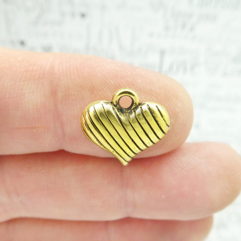 Gold Puffed Heart Charm