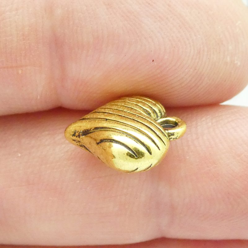 4 Gold Puffy Heart Charm by TIJC SP1785 - Image 4