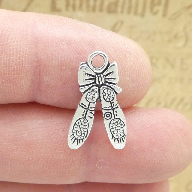 10 Ballet Shoes Charm Silver by TIJC SP1792 - Image 3