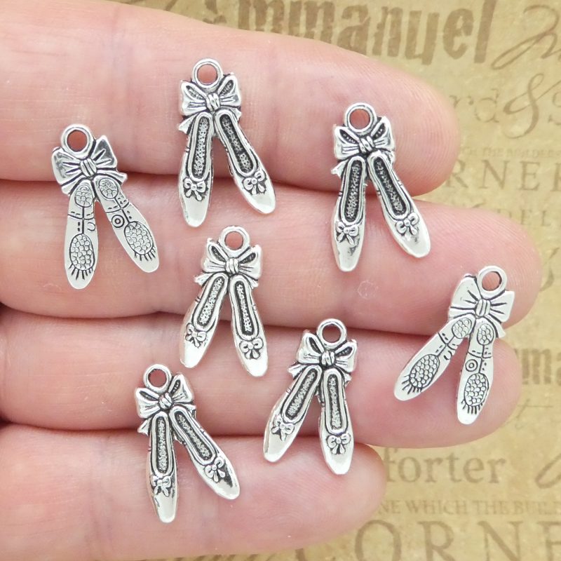 ballet shoes charms silver