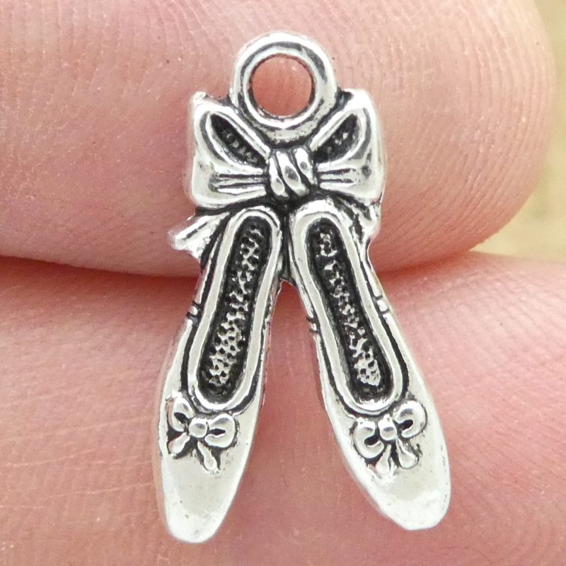 silver ballet shoes charm