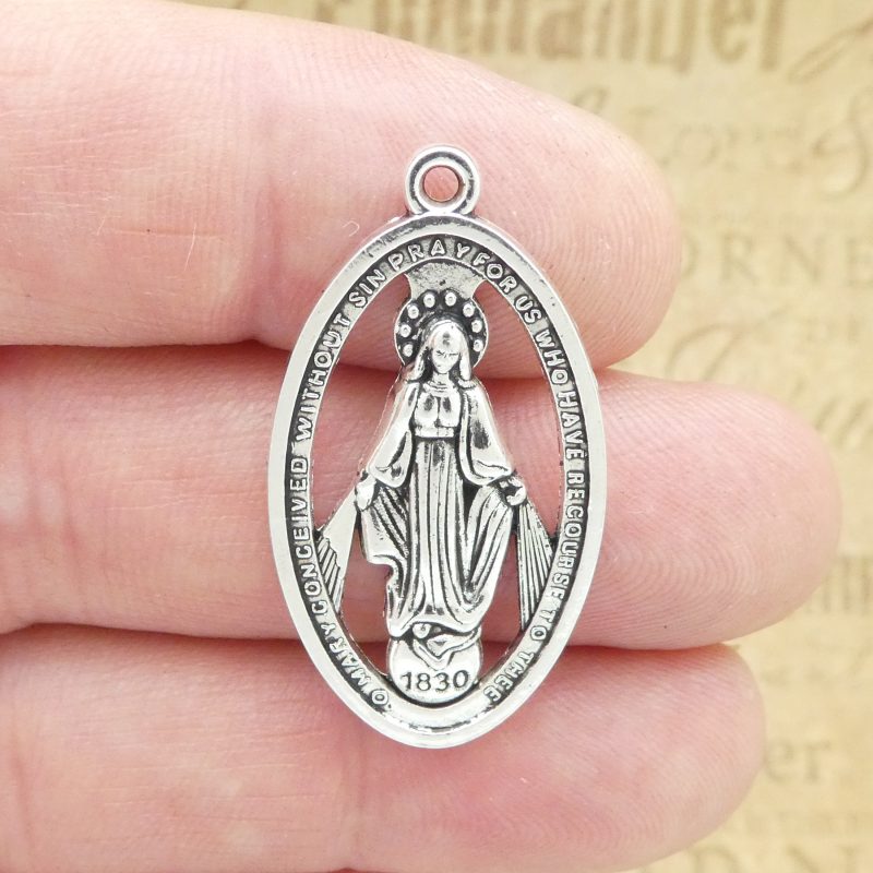 Bulk 12 Mother Mary Miraculous Medals Silver by TIJC SP1823B