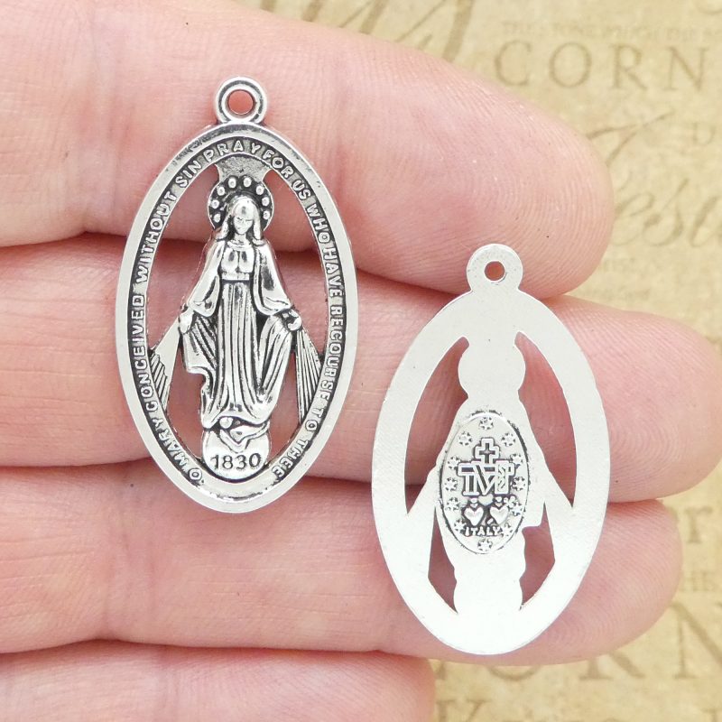 Bulk 12 Mother Mary Miraculous Medals Silver by TIJC SP1823B - Image 4