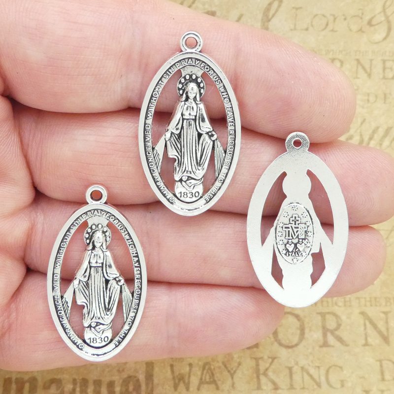 Bulk 12 Mother Mary Miraculous Medals Silver by TIJC SP1823B - Image 5