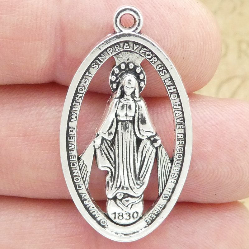 Bulk 12 Mother Mary Miraculous Medals Silver by TIJC SP1823B - Image 2