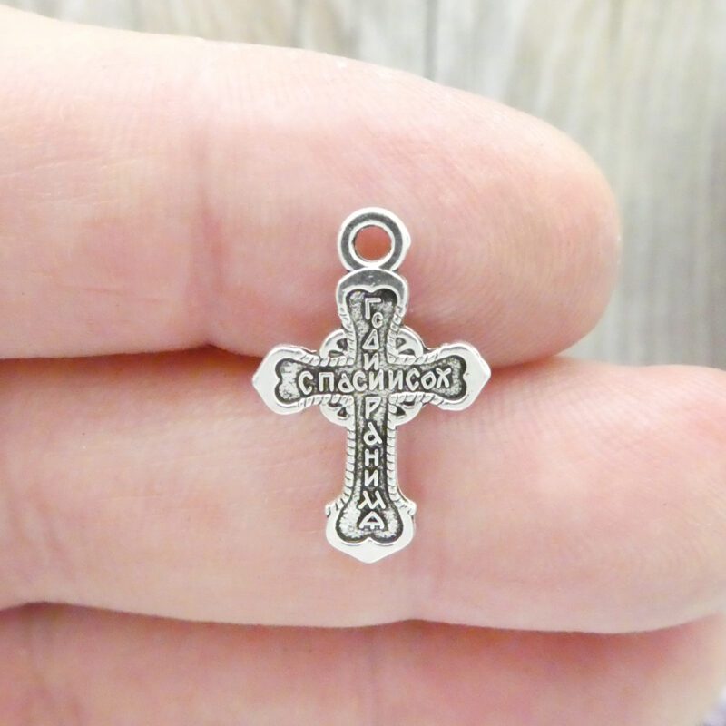 BULK 40 Silver Cross Crucifix Charm Pendant Small by TIJC SP1854B - Image 4