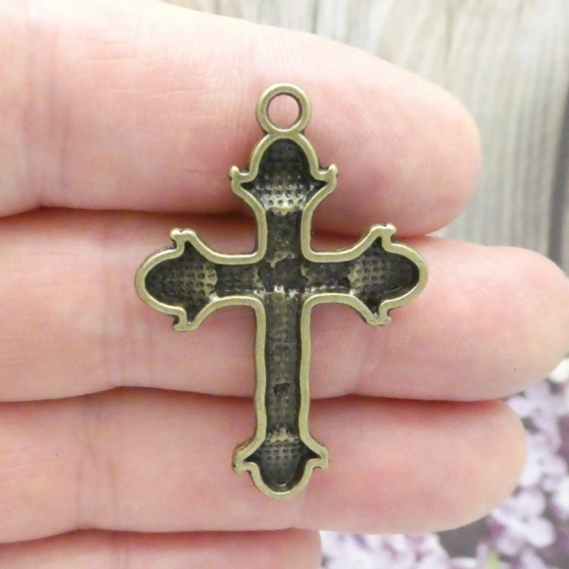 3 Rose Cross Charm Pendant Bronze by TIJC SP1859 - Image 4