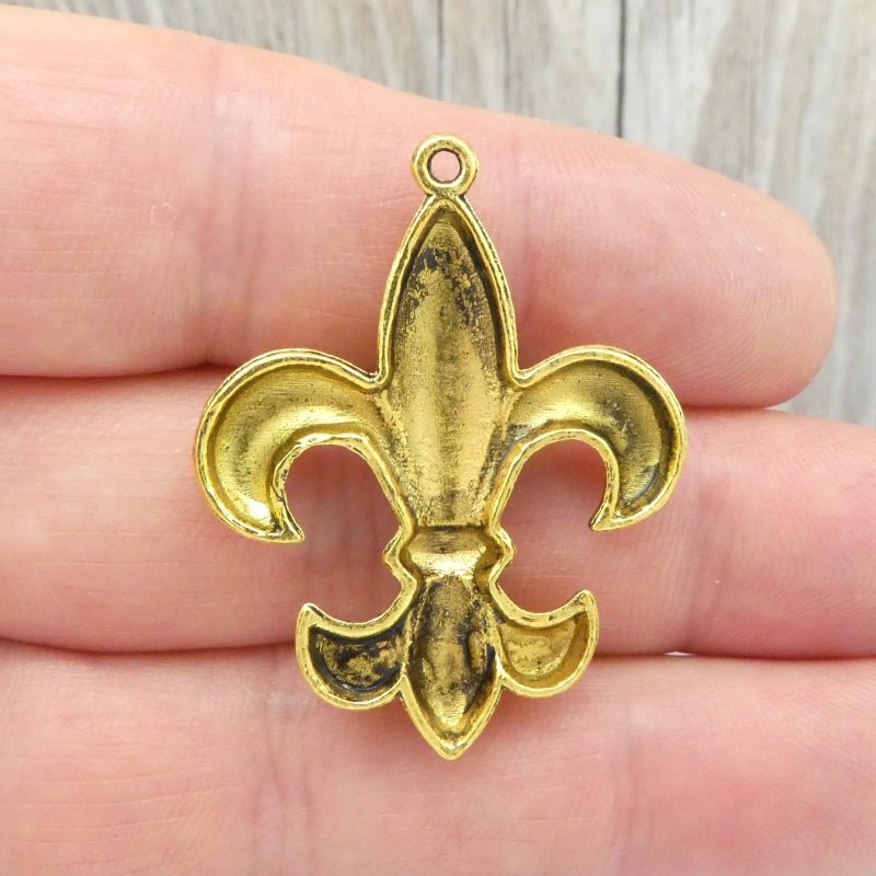 2 Silver Fleur De Lis Charm Pendant by TIJC SP1862 - Image 5