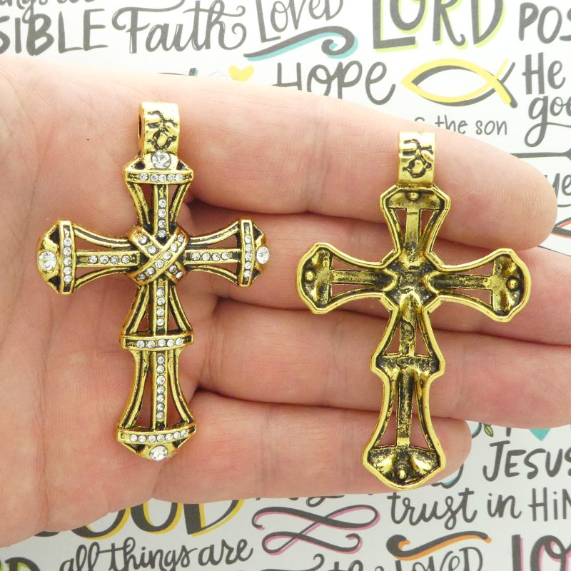 crystal cross charms bulk