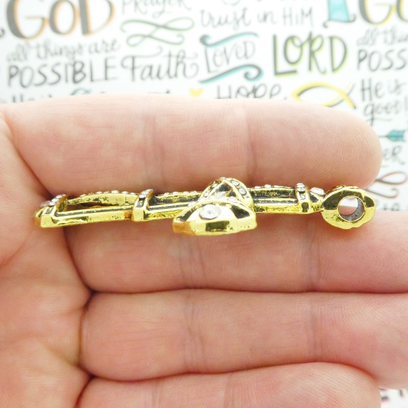 1 Crystal Cross Charm Pendant Gold by TIJC SP1874 - Image 4