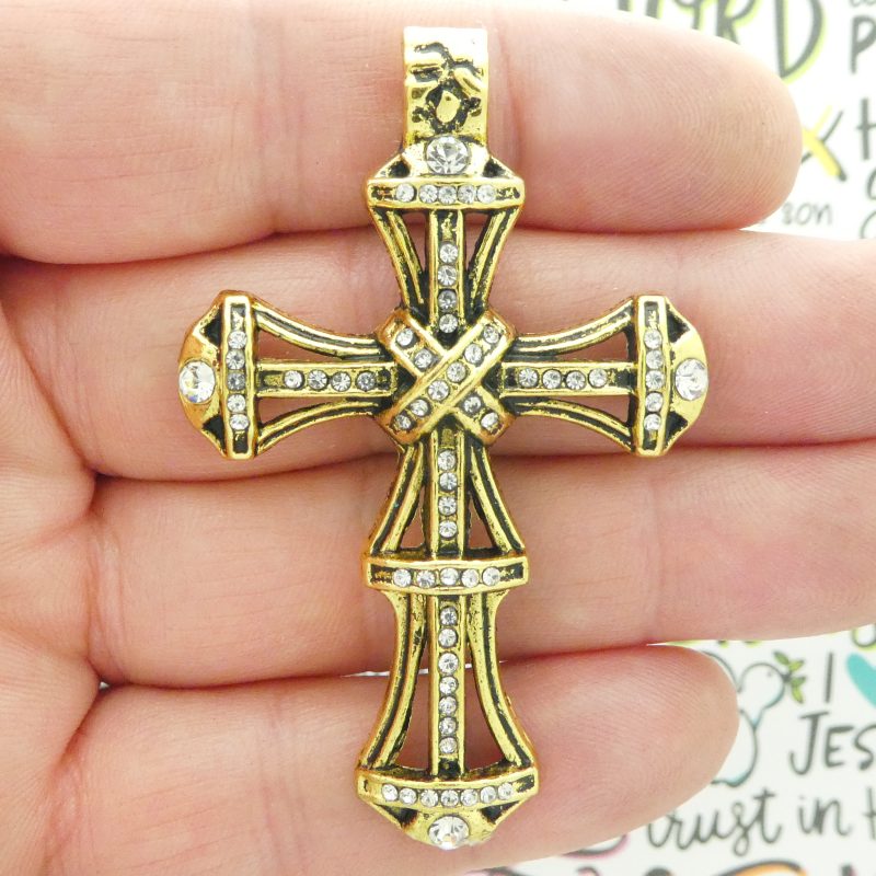 crystal cross charm pendant