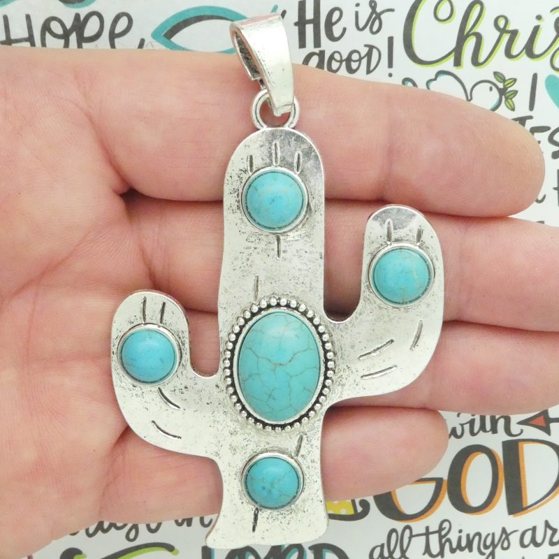 turquoise cactus pendant