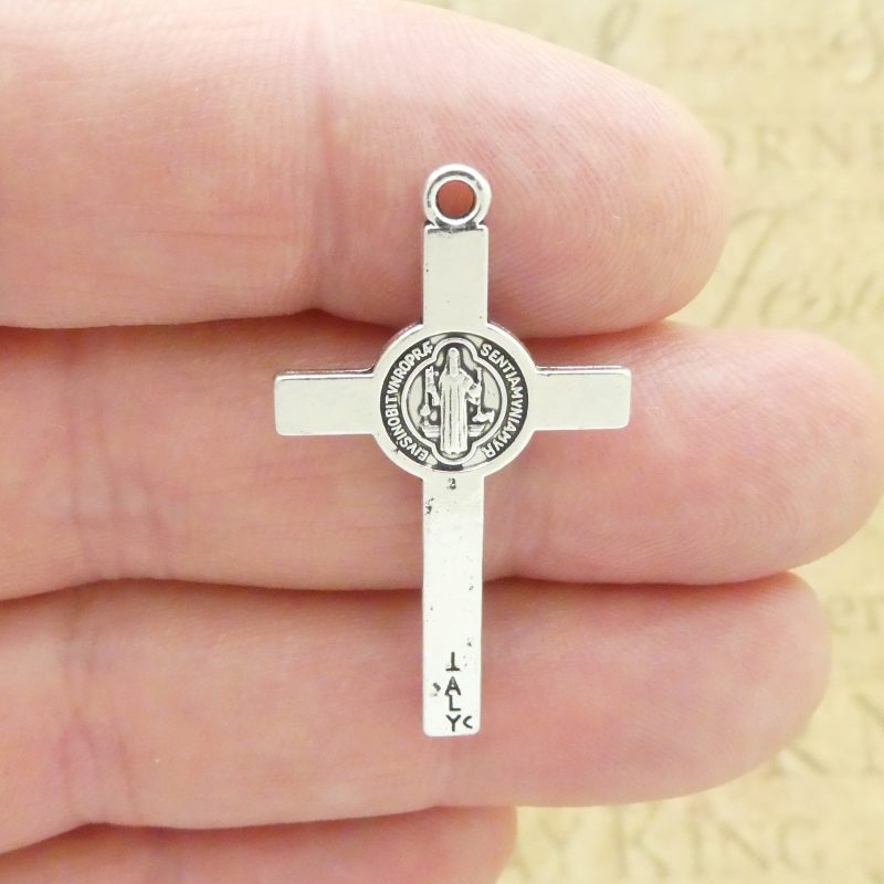 BULK 20 Silver Crucifix Cross Charm with St Benedict by TIJC SP1975B - Image 5
