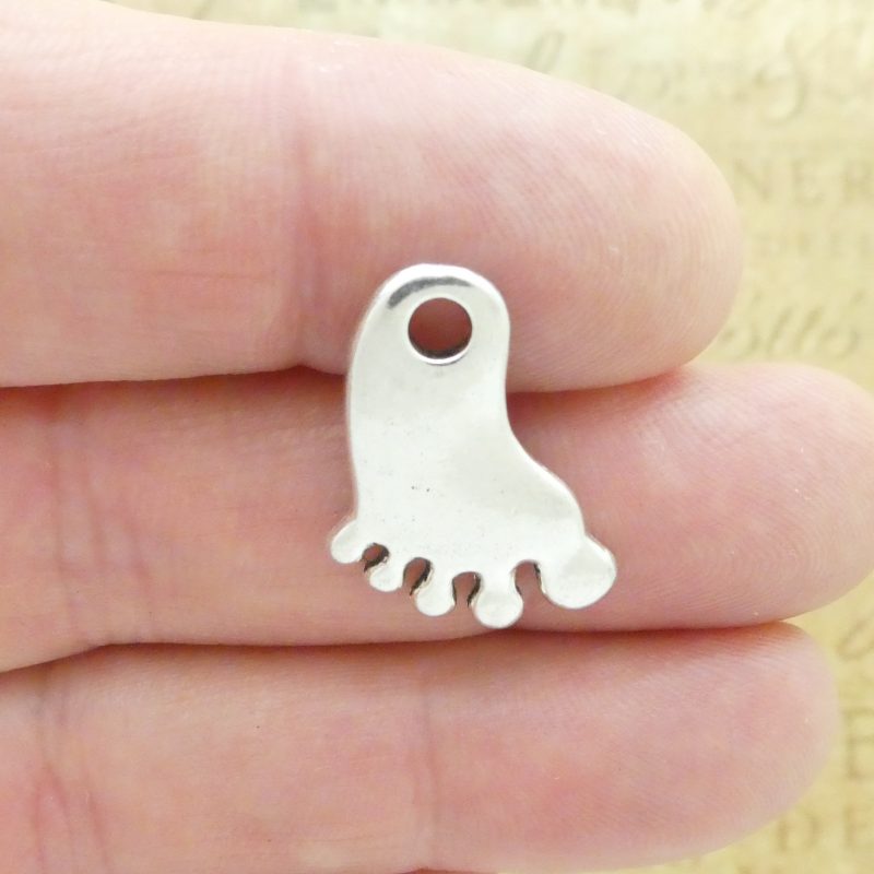 BULK 30 Baby Footprints Charm Silver by TIJC SP1981B